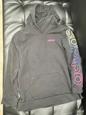 Adidas Sweater Hoodie Youth Size Medium 10 -12 Black Pullover Hooded Long Sleeve