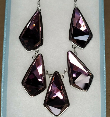 Touchstone Crystal Kite Antique Pink Necklace & Earring Set Swarovski 15-18"๐ - Picture 4 of 6