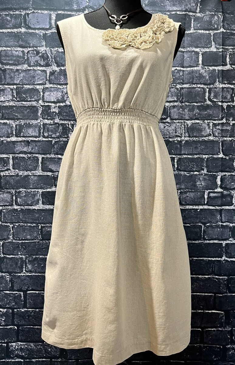 Level Eight SZ XS Women's Linen Blend Beige Sleeveless Dress | eBay