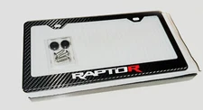 F150 Raptor R WHITE TRUE Carbon Fiber License Plate Frame W/ Screws