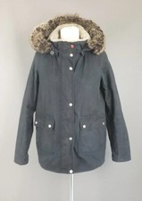 Barbour Hooded Parka Wax Cotton Beacon Navy Hooded Coat Size Uk 10