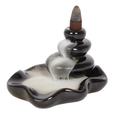 Sacred Essence River Flow Pebbles Backflow Räuchergefäß 12 cm - Wasserfall