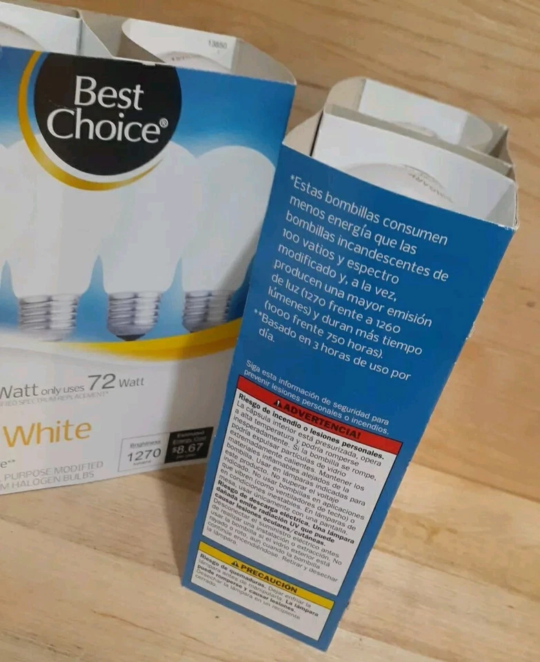 2[4Ct]= 8BULBS: BEST CHOICE  100WATT/72 Soft White Light Bulbs A19 New Old Stock - Image 4 of 4