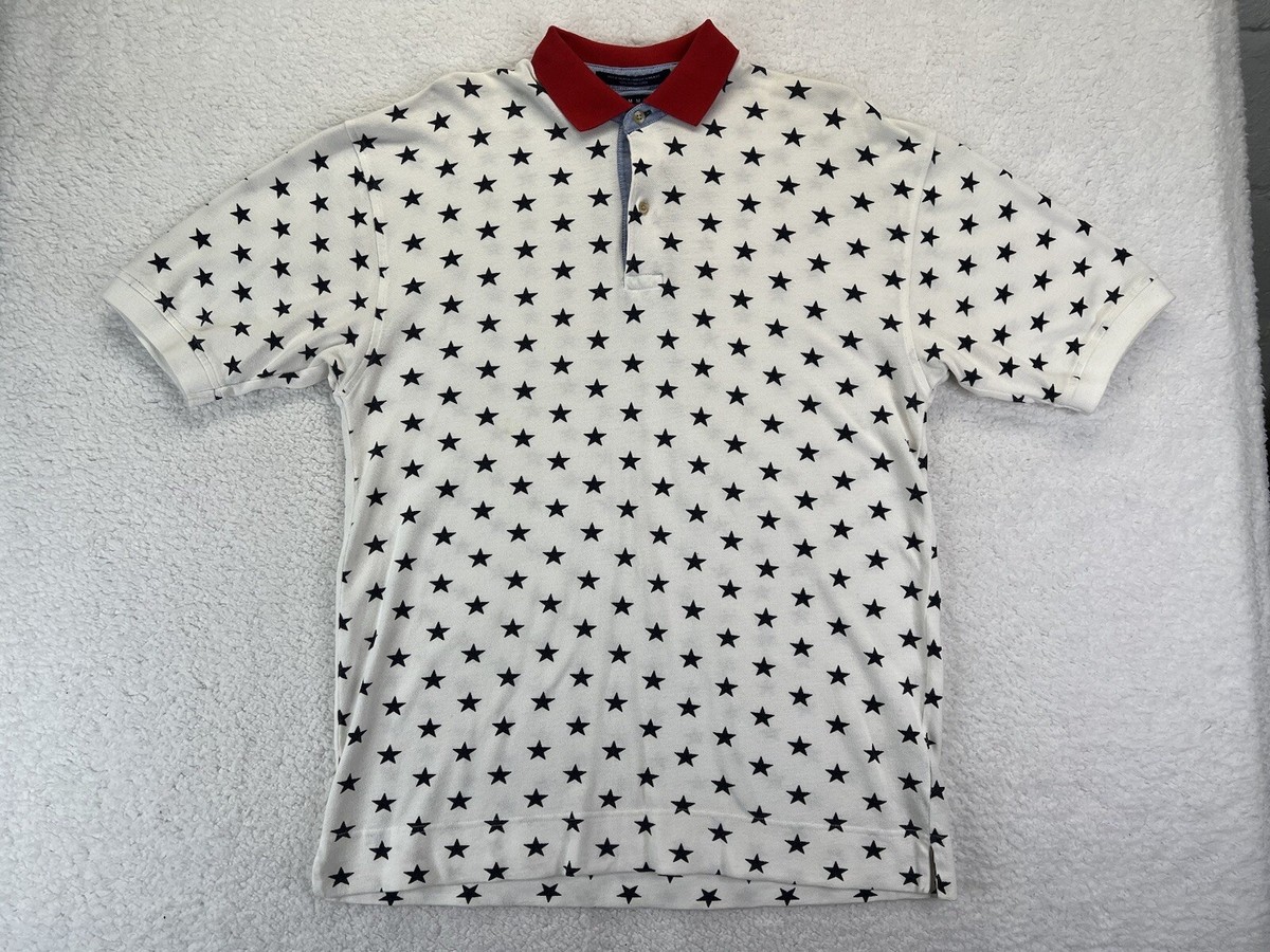 Vintage Tommy Hilfiger Shirt Mens Large Star Print Polo American 