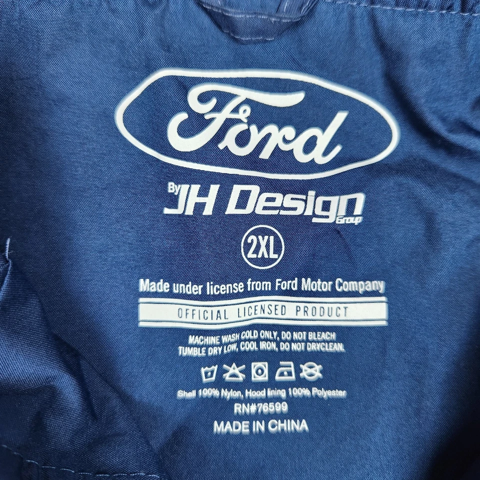 Chaqueta Ford Racing Para Hombre 2XL JH Diseño Azul Cortavientos Cremallera Completa Sudadera con Capucha Foto 3 de 4