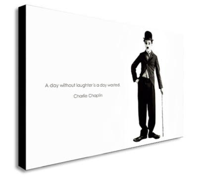 Charlie Chaplin - Berühmtes Zitat - Gerahmter Wandbilddruck auf Leinwand. Verschiedene Größen