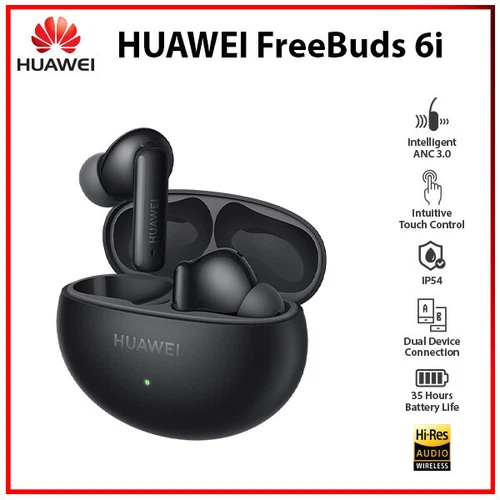 Huawei FreeBuds 6i BLACK Bluetooth Active Noise Cancellation Earphone Earbuds - Picture 1 of 6