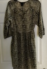 MARC by MARC JACOBS Python Print 100% Silk Chiffon Dress, Cylinder Grey, M New