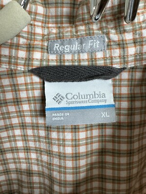 Chemise Homme Columbia Manches Courtes à Carreaux Orange - Taille XL - Occasion Très Bon état