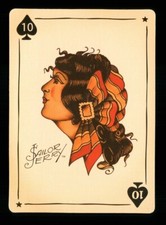 1 x modern playing card Sailor Jerry Tattoo woman - 10 of Spades R088
