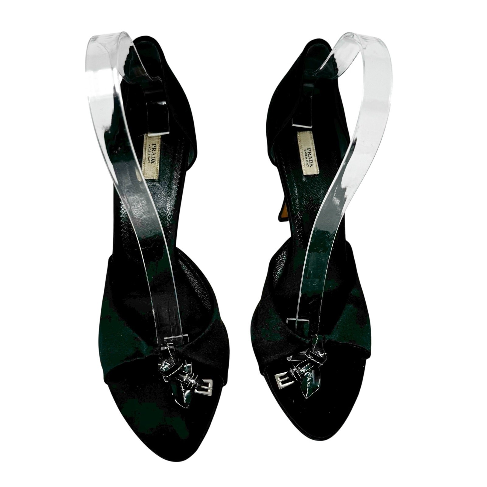 Prada Vintage Black Satin Peep Toe D’Orsay Pumps with Buckle Detail EU 40 US 10 thumbnail 2