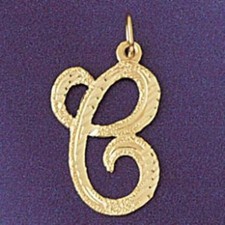 Initial C Classic Charm Pendant 14k Gold
