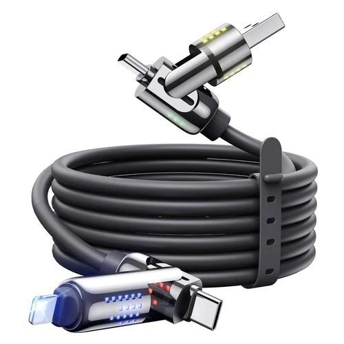 MAGIC JOHN 240W 4 in 1 Charging Cable, 6.6FT USB C to Lightning 6.6FT, Black 