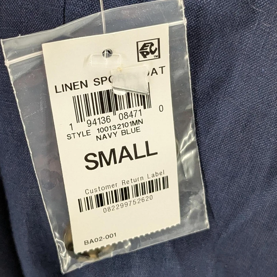 Chaqueta Blazer Deportiva Club Room Para Hombre 100% Lino Sin Forro Azul Marino Pequeña 38 Foto 3 de 4