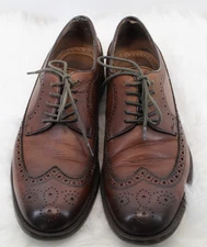MEN'S JOHNSTON JOHNSON & MURPHY SZ 9 US DRESS SHOES BROWN LEATHER OXFORD VGC