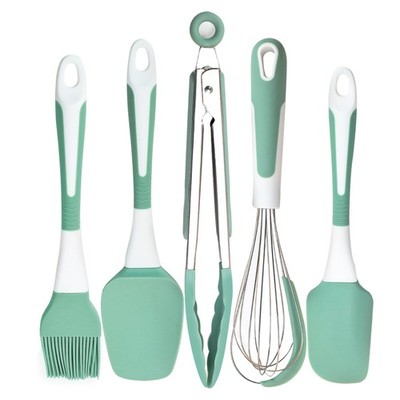 Silicone Kitchen Cooking Utensils Set Heat Resistant, 5 Pcs Silicone Spatula ...