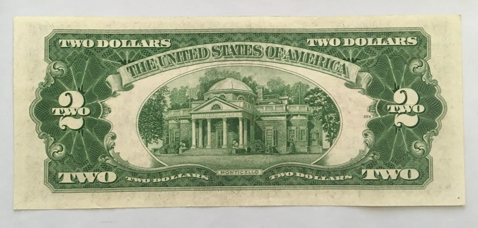 1928 G $2.00 DOLLAR RED SEAL NOTE almost uncirculated AU EA Block - Image 2 of 2