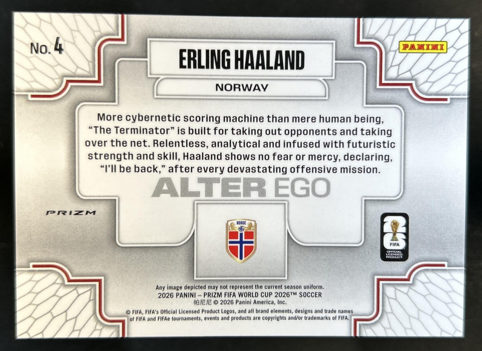 2026 Panini Prizm World Cup Erling Haaland Alter Ego SSP #4 Norway view 2