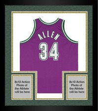 Framed Ray Allen Milwaukee Bucks Signed Mitchell & Ness 2000-01 Authentic Jersey
