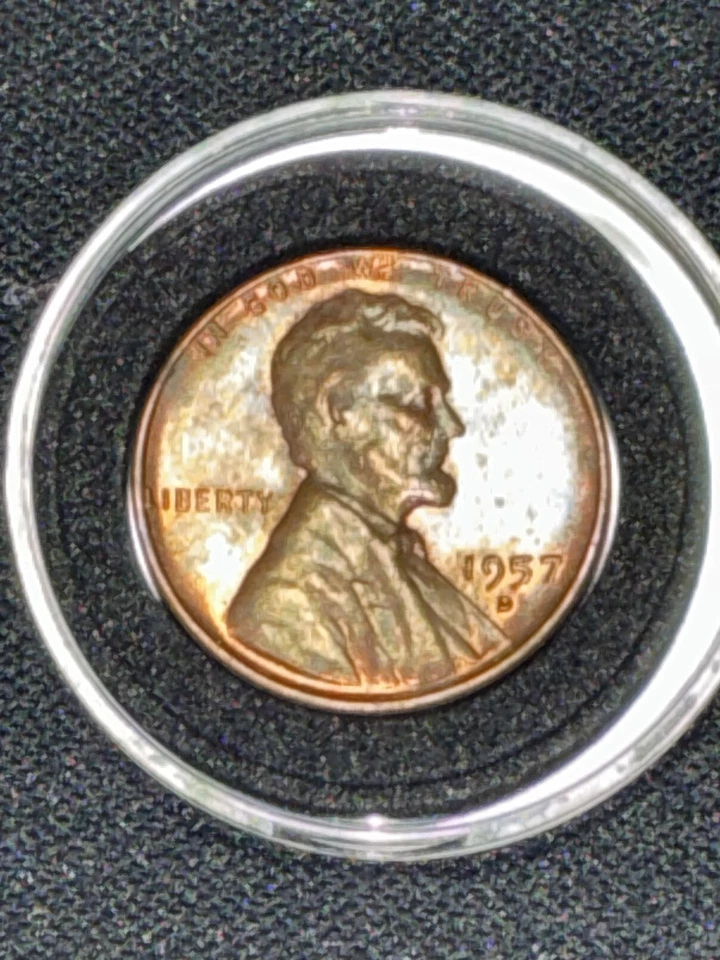 1957 D Toned Lincoln Wheat One Cent 1 c THE EXACT COIN SEEN IN THE PICTURE - Image 2 of 4