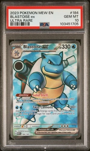 2023 POKEMON MEW EN-151 ULTRA RARE #184 BLASTOISE EX PSA 10