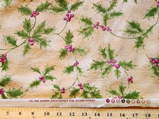 Christmas holly fabric 100 cotton 43" w x 3 yards