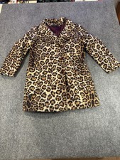 VtgToppers Faux Fur Coat Womens M Leopard Cheetah Print Rockabilly Overcoat 60s