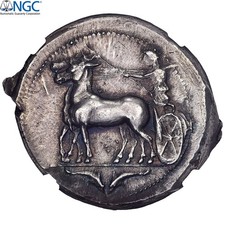 [#898143] Sizilien, Tetradrachme, ca. 412-408 v. Chr., Messana, Silber, NGC, Ch XF 4/5-4