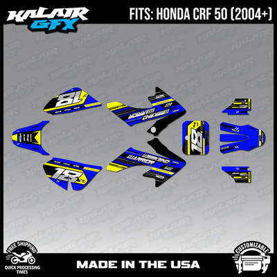 Graphics Kit for Honda CRF50 (2004-2012) or (2013+) Warrior-Blue
