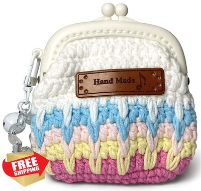 Geiomoo Air Pods Pro/Galaxy Buds 3 Pro Crochet Case White Woolen Yarn Purse