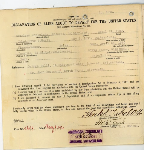 Vintage 1920 Passport Many European Visas Stamps Switzerland Otto Storkli - 画像3/4