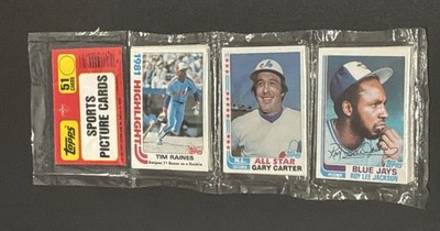 1982 Topps Baseball Rack Pack 51 Cards w/Raines and Carter on Top Sealed   -3