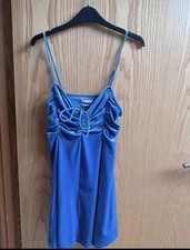 Urban Outfitters Ladies Pastel Blue Velvet Sleeveless Mini Dress Size 10 Uk