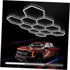 Hexagon Garage Lights : 3 Level Dimmable 329W 47 Pack Tube 11 Grids 11 HEX