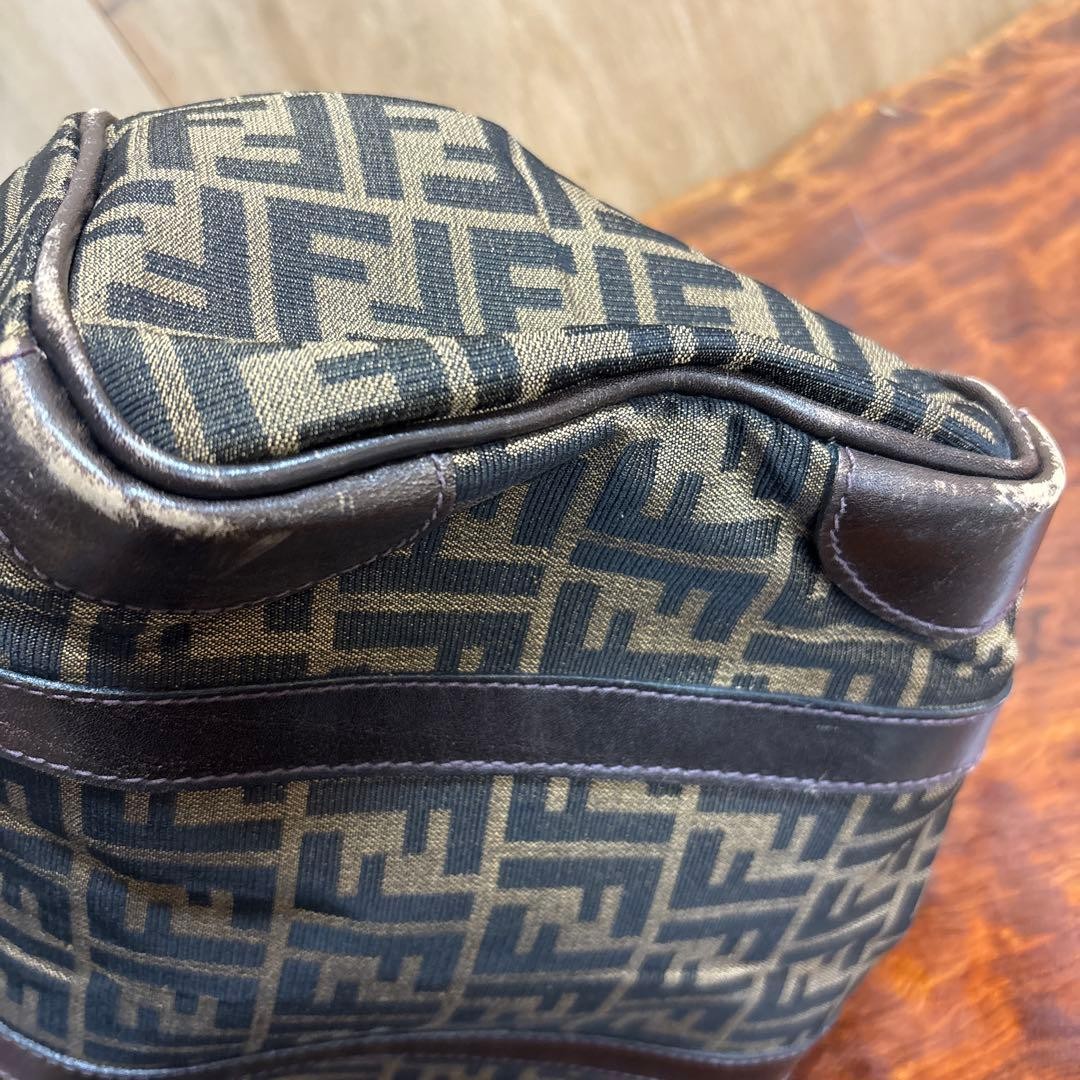 Fendi Logo Canvas Boston Bag Brown/Black Leather Trim Vintage Duffle Satchel thumbnail 11