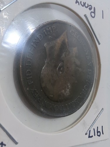 ✨ANTIQUE✨ 1917 GREAT BRITAIN One Penny Coin VF-XF GEORGE V DEI GRA.BRITT - Picture 11 of 13