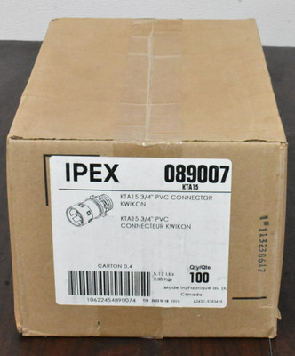 BNIB 100 IPEX KTA15 3/4'' PVC Connector Kwikon 089007
