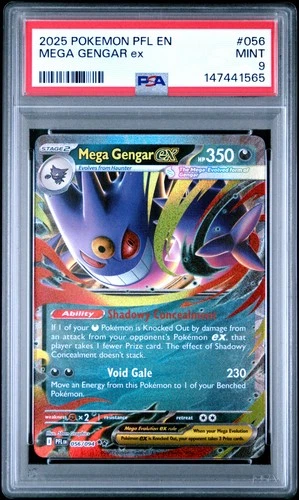 2025 POKEMON PFL EN-PHANTASMAL FLAMES #056 MEGA GENGAR EX PSA 9