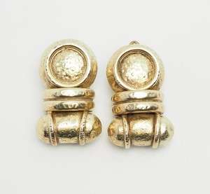 Authentic Vintage large geometry gold plated sterling silver clip on earrings by Antioch
