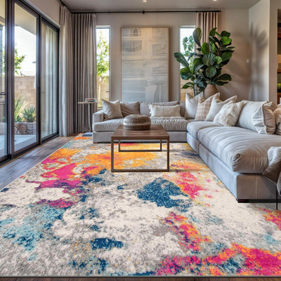Sky Collection Modern Abstract Area Rug 7'10'' X 10' Multi