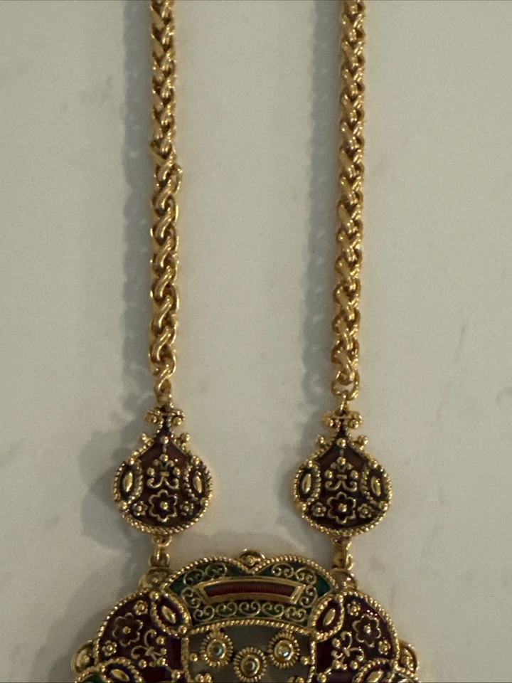 COLLAR ELABORADO JOAN RIVERS TONO DORADO Y ESMALTE LLAMATIVO Foto 3 de 4