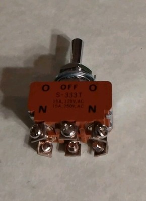 TOGGLE SWITCH DPDT ON-OFF-ON 15A  @ 125/250 VAC NKK SWITCH S-333T-RO NEW!