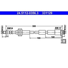1x ORIGINAL® Ate Bremsschlauch Vorne für Ford KA Abarth 500 / 595 / 695 500C