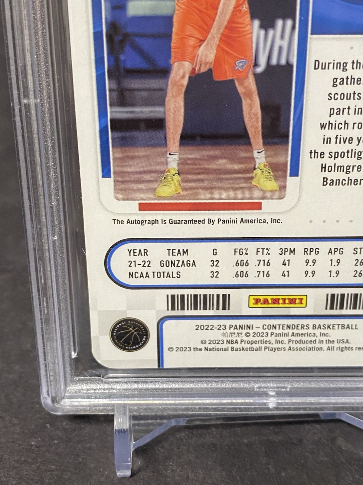 2022-23 Panini Contenders Rookie Ticket Stub Auto #137 Chet Holmgren #/7 PSA 10 view 8