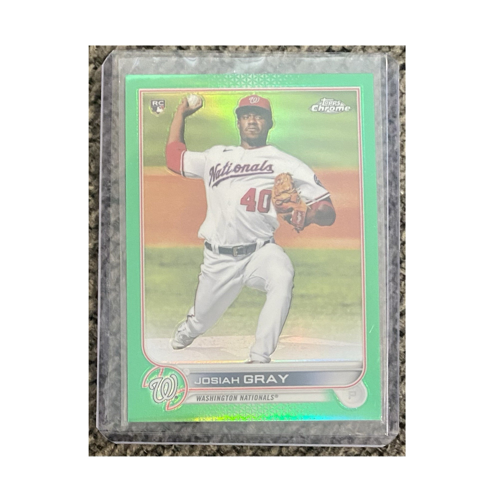 Topps 2022 Chrome Green Refractor #160 Josiah Gray Nationals Rookie /99