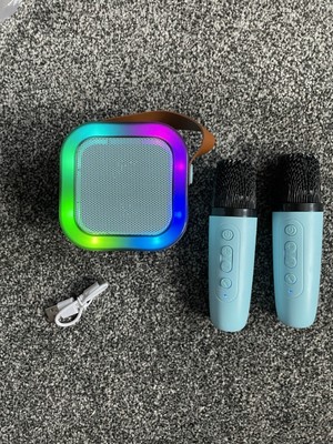 K12 Bluetooth tragbare Karaoke Maschine mit 2 x Mikrofone Brandneu