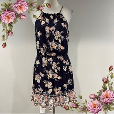 Love, Fire Navy mini floral halter Dress size medium