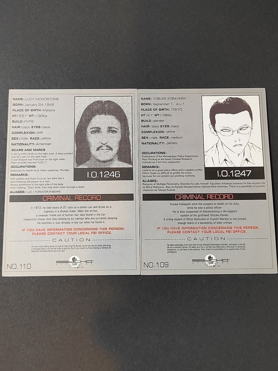 MPD PSYCHO トレーディングカード FIRST EDITION MPD Psycho Card 109 110 Lucy Monostone Promo Card Rare | eBay