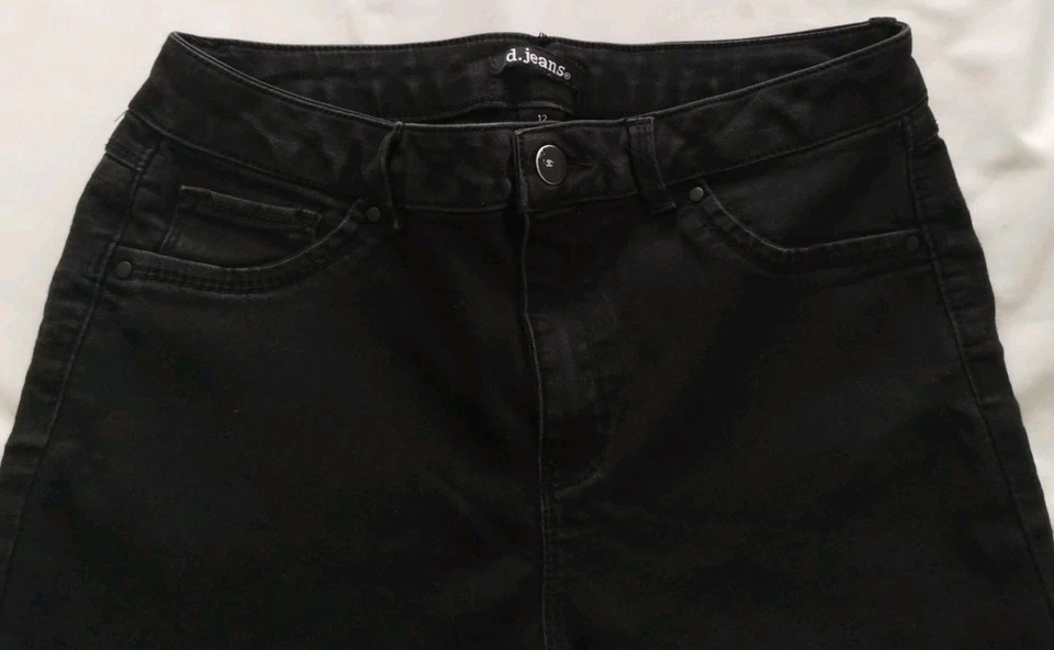 WOMEN'S d.Jeans BLACK SLIM JEGGING STRETCHY DENIM JEAN PANTS SIZE 12 x 26L ANKLE - Image 4 of 4