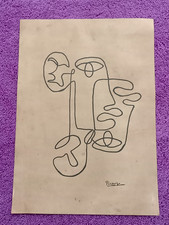 Pablo Picasso Drawing on paper (Handmade) signed and stamped mixed media.